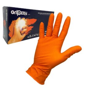 Gripzzly portocaliu fără pudră mănuși de atelier din nitril XL 50pcs