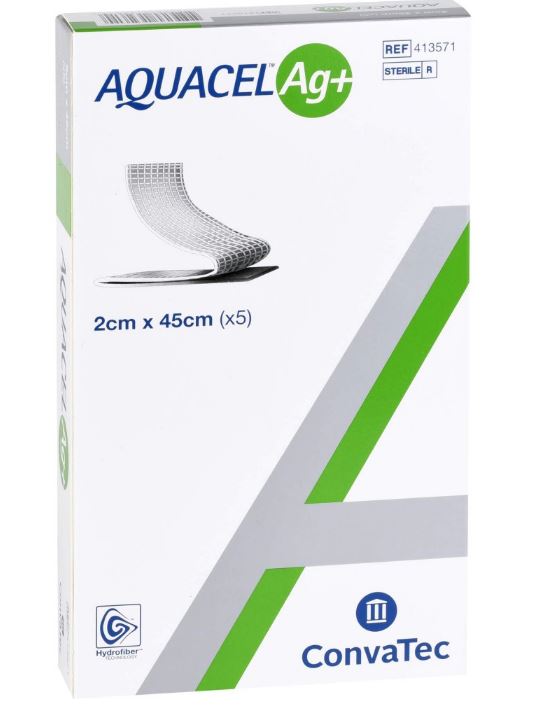 Aquacel Ag Plus 2*45cm bandaj cu argint 1pc