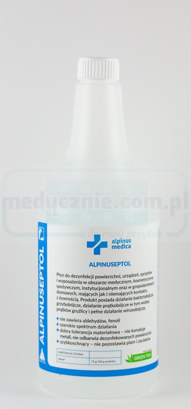 Alpinuseptol Green Tea 1L dezinfectant de suprafață cu pompă (echivalent, de exemplu, cu Velox, Aerodesin, Incidin).