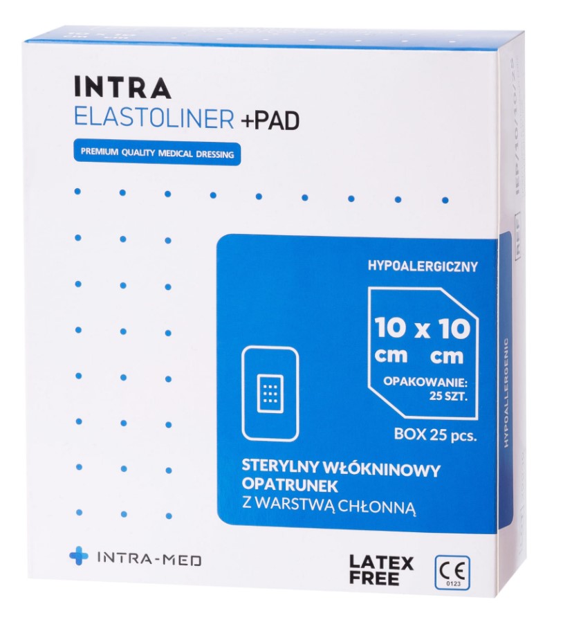 ELASTOLINER+PAD 10cm x 10cm 25pcs pansament cu tampon absorbant
