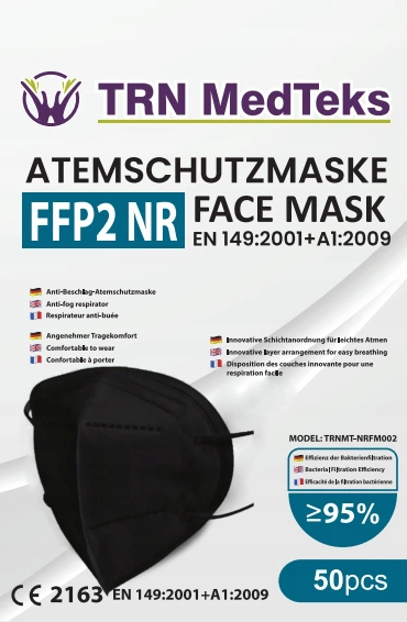 Jumătate de mască FFP2 negru 10pcs