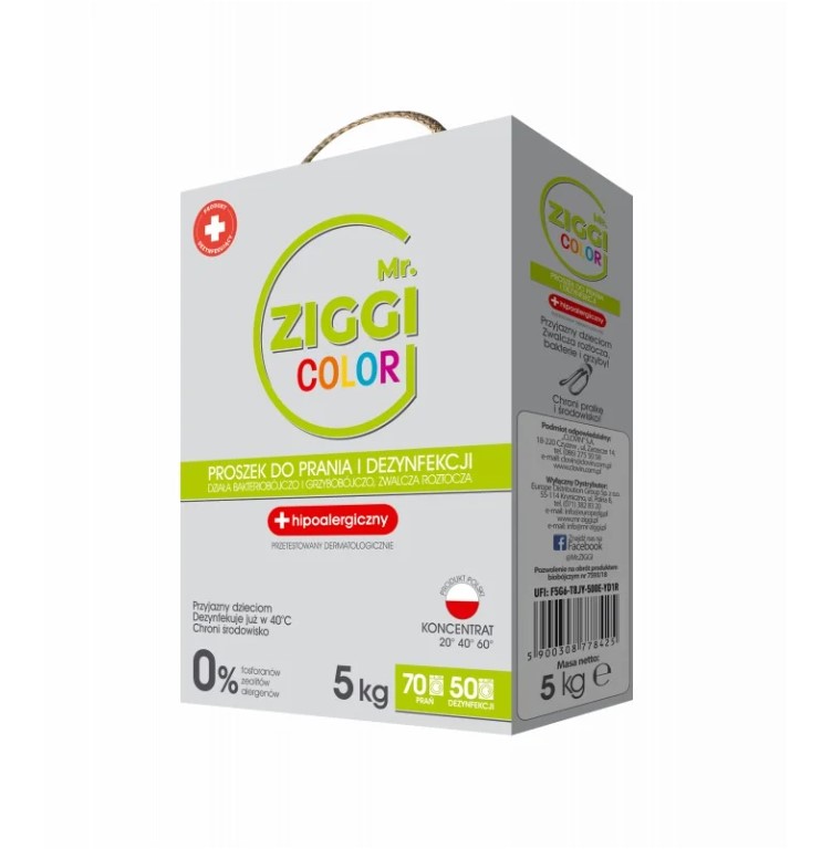 Ziggi 5kg pulbere pentru spălarea și dezinfectarea culorilor
