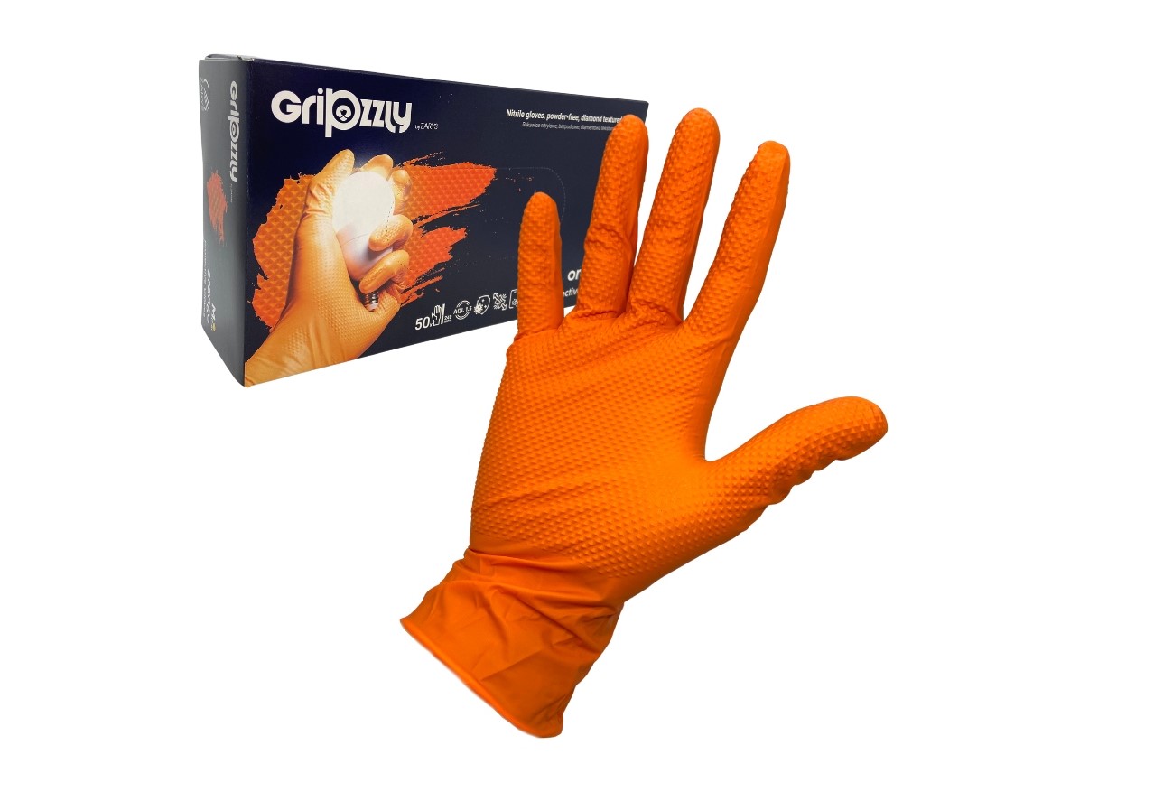 Gripzzly M 50pcs mănuși de atelier din nitril fără pudră portocaliu