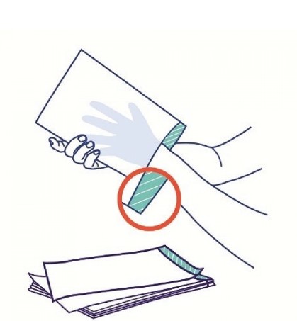 Ștergător / mănușă nețesut cu folie 23x15cm alb 50pcs REF 8702