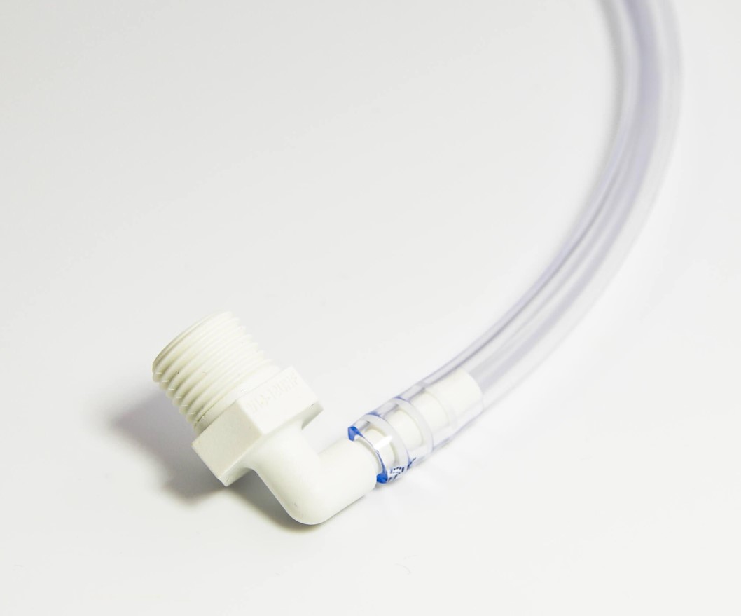 Spigot - șurub / conector filetat la 90 de grade cu scurgere pentru concentratorul de oxigen Respironics