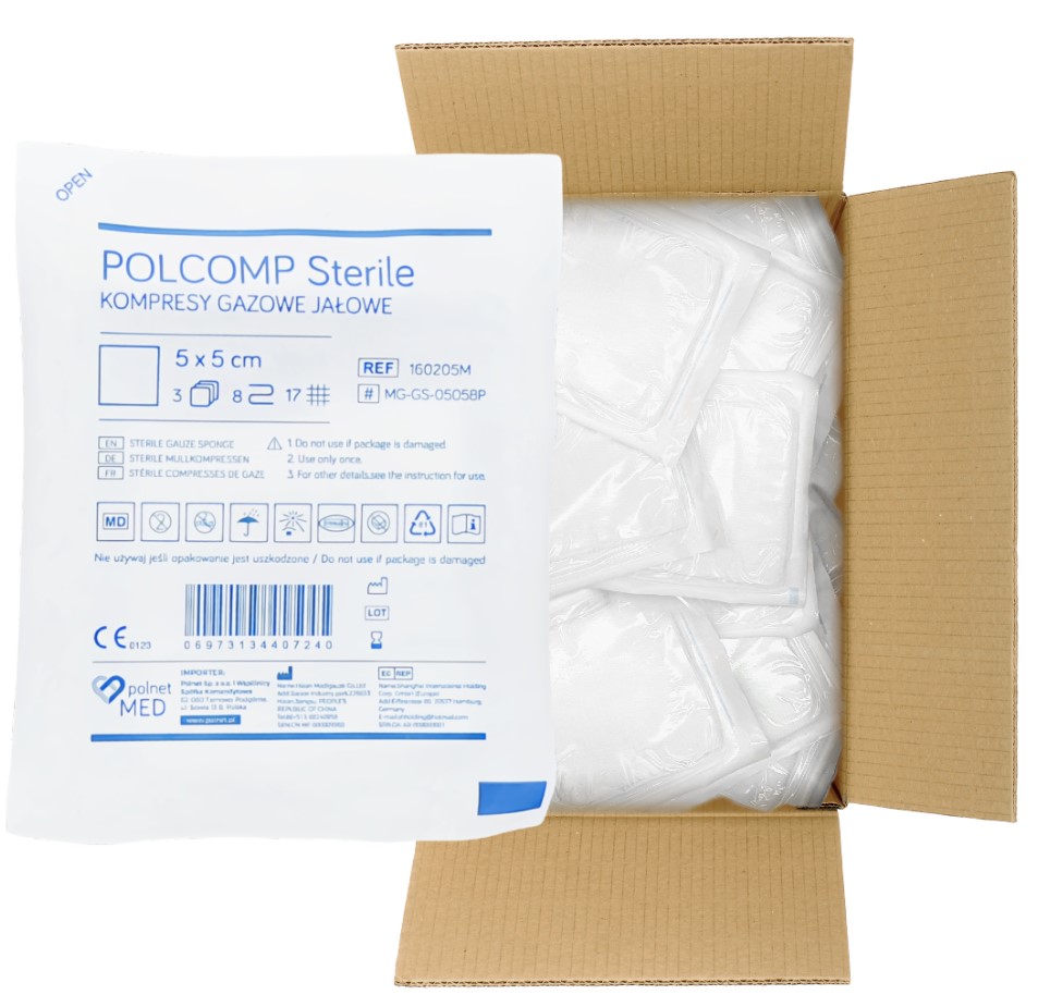 Compresă sterilă cu gaz 17N 8W 5*5cm a'3pcs-100pcs