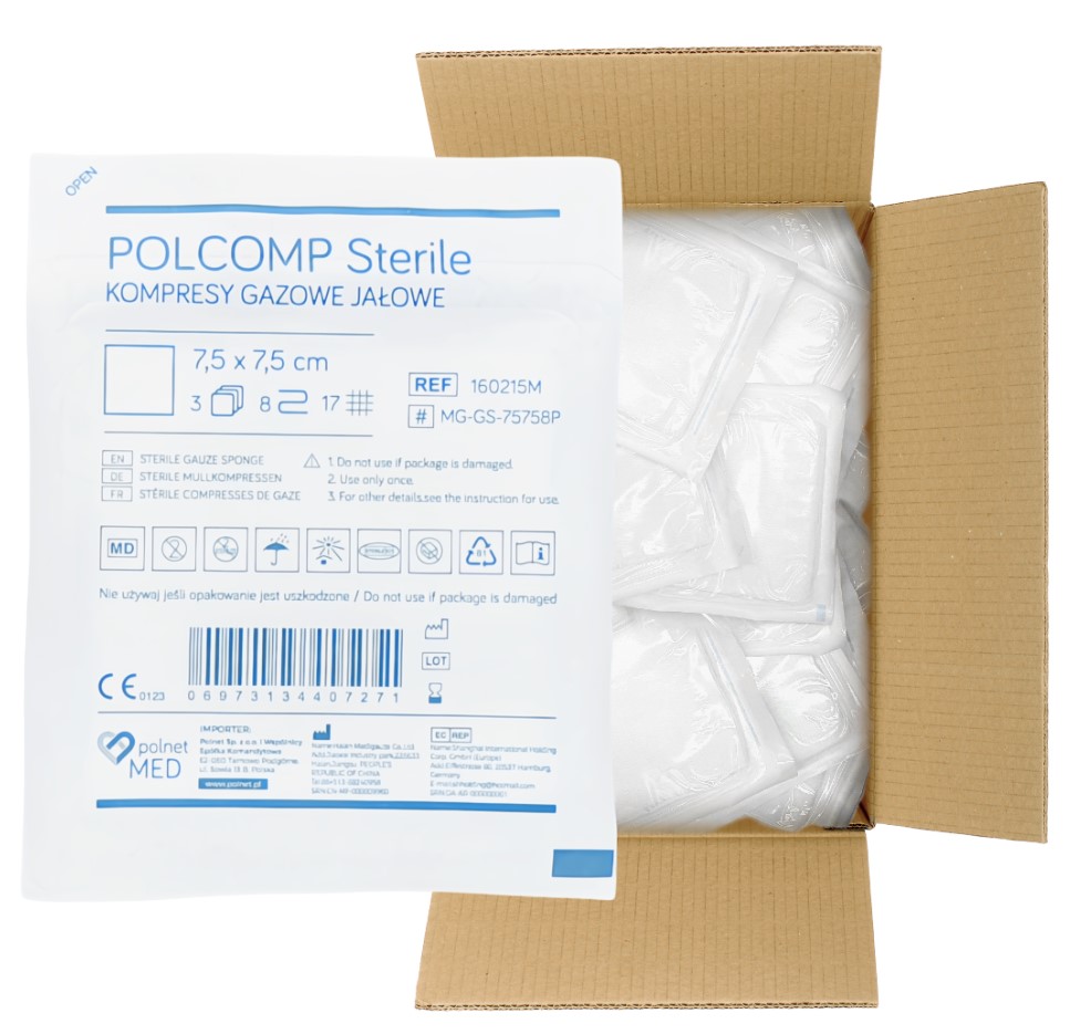 Compresă sterilă cu gaz 17N 8W 7.5*7.5cm a'3pcs-100pcs