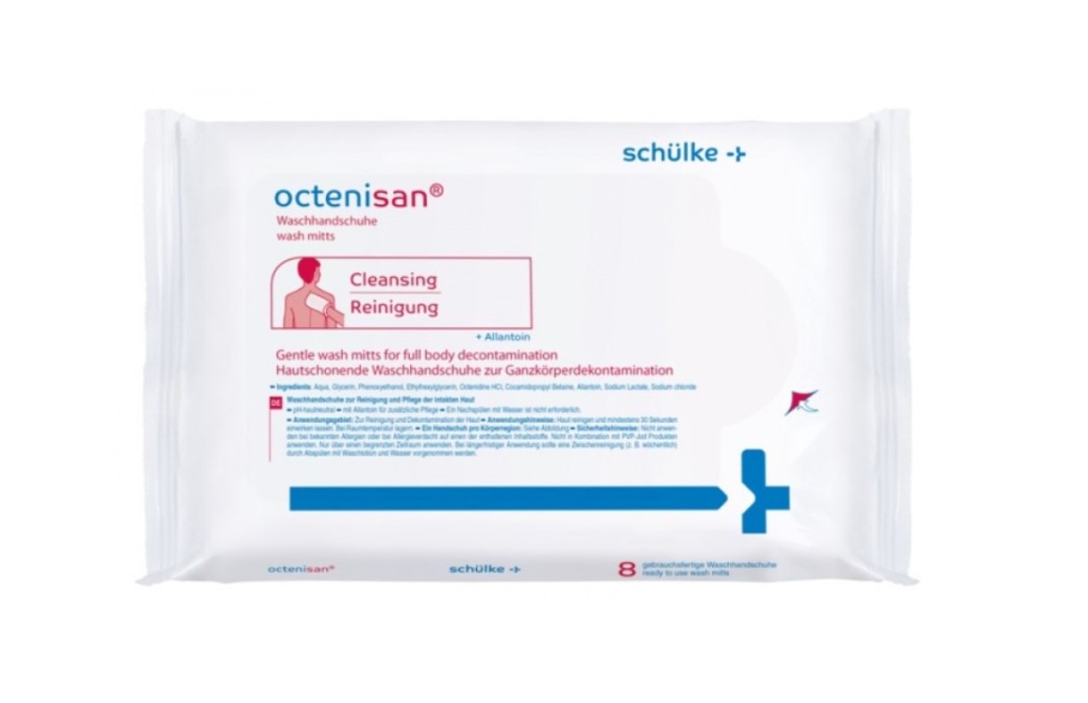 Octenisan mănuși de spălare 8pcs - mănuși pentru spălarea și îngrijirea pielii nevătămate fără utilizarea apei