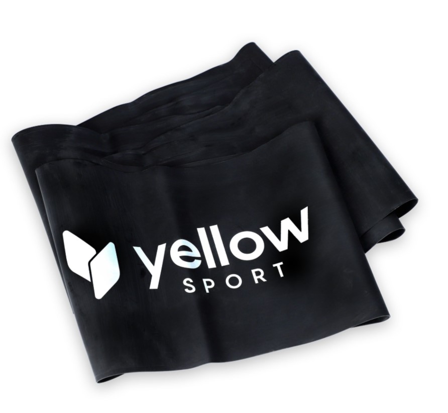 Exercițiu cauciuc galbenFLAT bandă neagră rezistență 12-15 kg