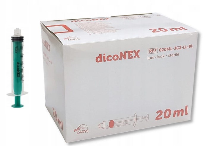 Seringă sterilă j.u. Seringă Luer-Lock în 3 părți de 20 ml 50 buc