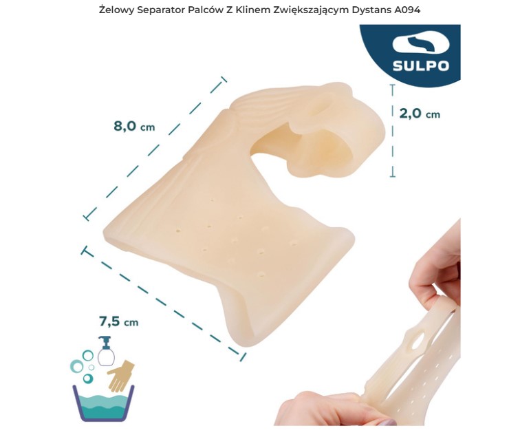 Hallux valgus - Separator A094_S 1 buc gel separator deget de la picior cu pană pentru creșterea distanței