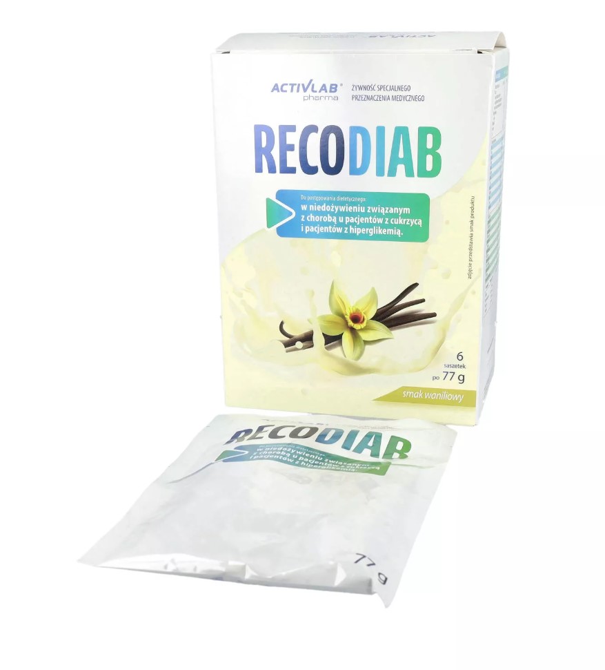 RecoDiab cocktail nutrițional vanilie 77g 1pc PENTRU DIABETICI