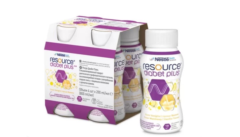 Resource Diabet Plus 4x200ml aromă de vanilie