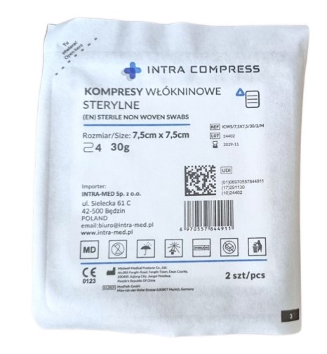 Compresă sterilă nețesută 4W 7.5*7.5cm 2pcs blister