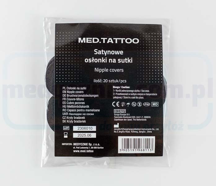 MED.TATTOO - Acoperitoare mamelon satinat negru 20pcs - Imagine 2