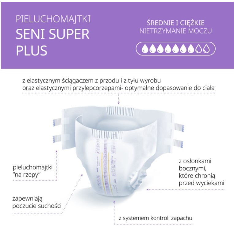 Scutece pentru adulți Super Seni Plus MEDIUM 30 buc - Imagine 2
