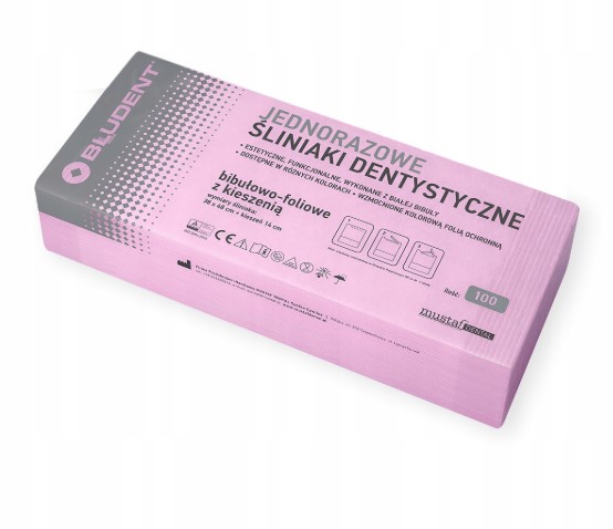 Bavetă dentară cu buzunar 100pcs roz Mustaf Dental - Imagine 2