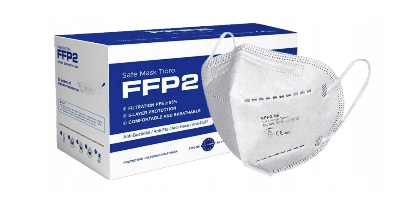 Jumătate de mască FFP2 alb 1 buc