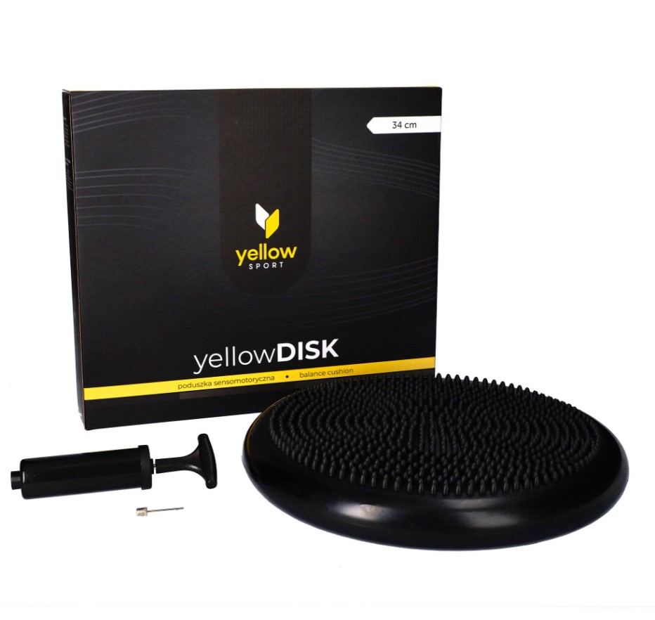 Pernă senzomotorie galbenDISK cu pompă negru