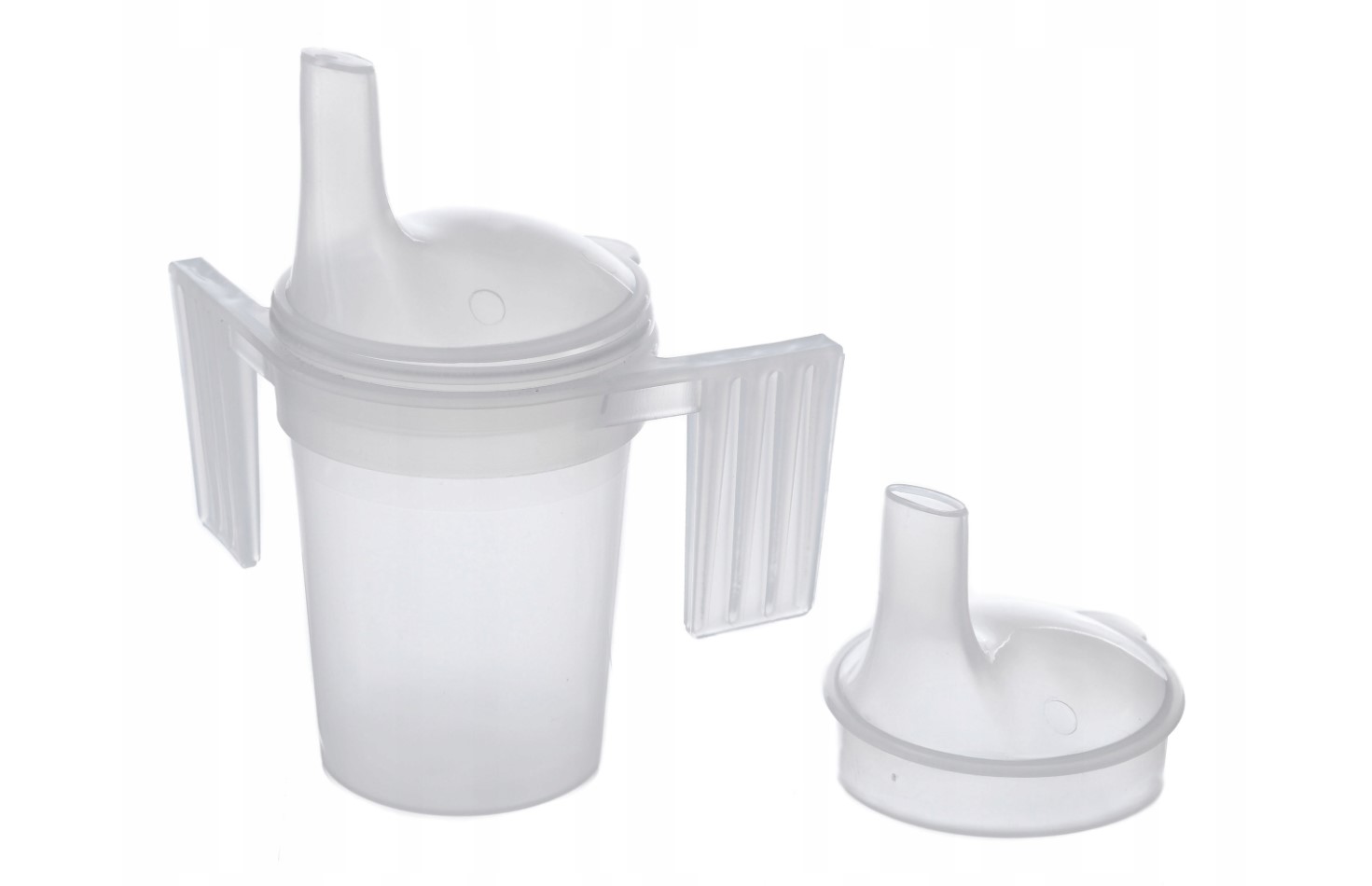 Pahar de 200 ml cu capac și mânere udator pentru pacienți