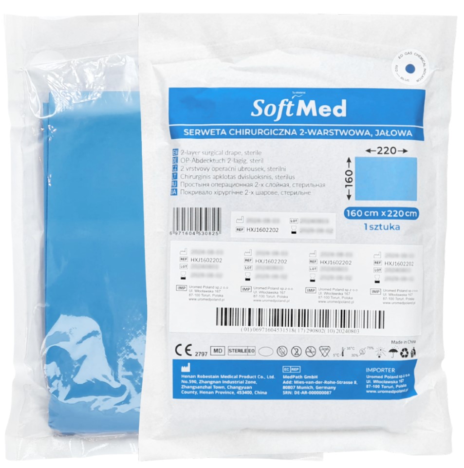 Pânză sterilă SoftMed 220x160 cm 2 straturi 1 buc