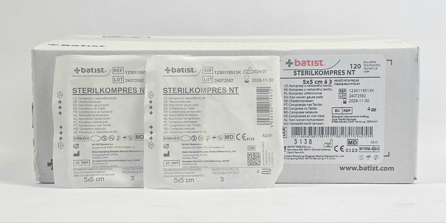 Compresă sterilă nețesută 4W 5*5cm a'3pc-120pcs