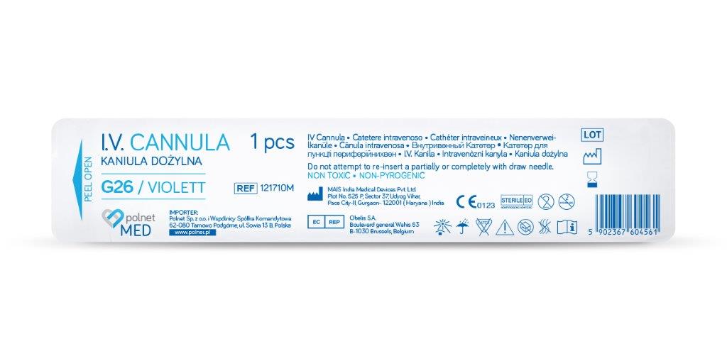 Venflon POLnet-FIX 0.62*19mm G26 violet