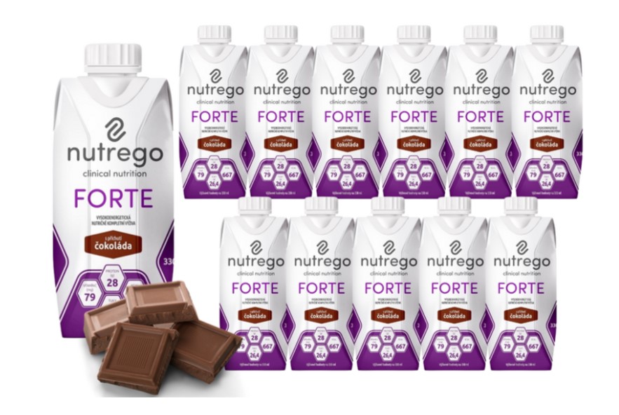 Nutrego Forte 12x330 ml Ciocolată dietă hipercalorică și hiperproteică