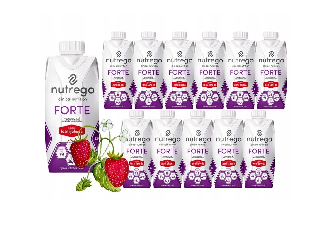 Nutrego Forte 12x330 ml Căpșuni Dieta bogată în calorii și proteine