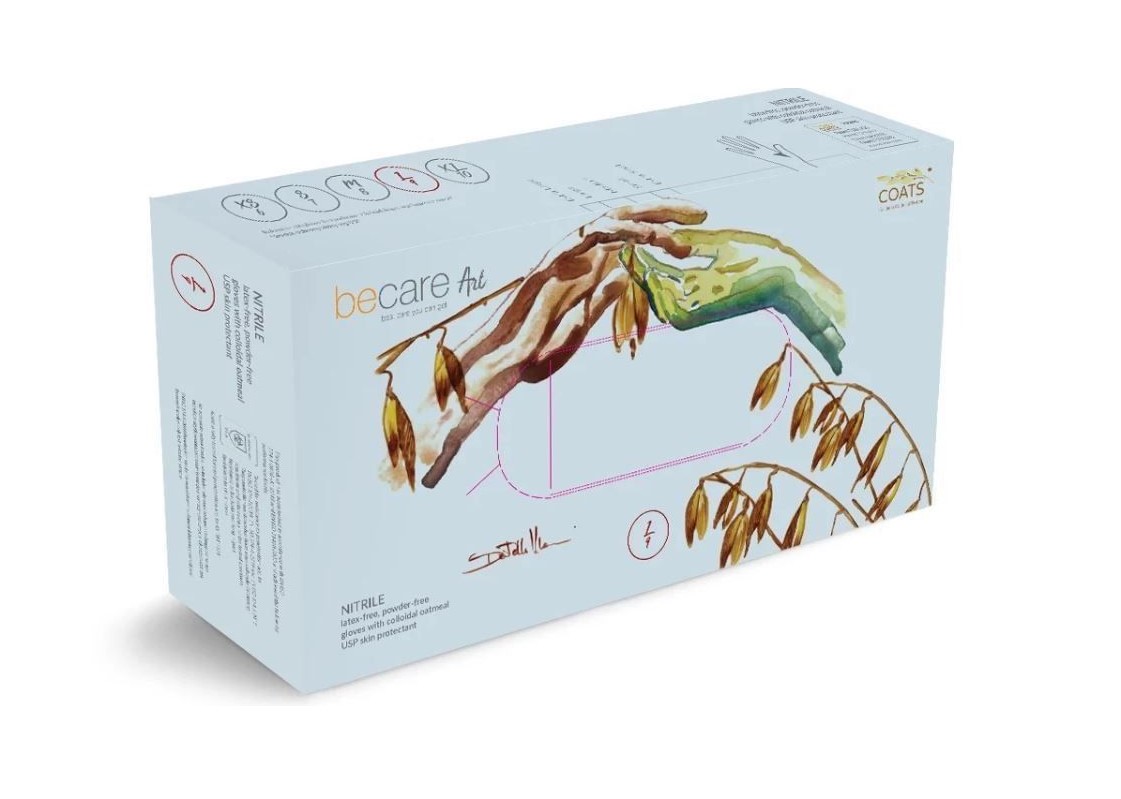 BECARE XS 200pcs mănuși de nitril cu ovăz