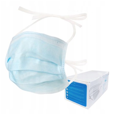 Mască chirurgicală pentru pantaloni albastru 50pcs tip II medical, cu trei straturi