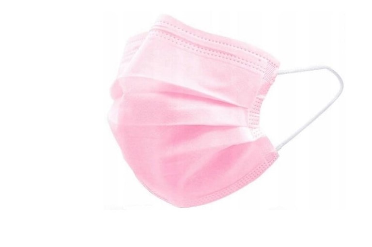 Mască chirurgicală roz tip IIR 50pcs medicale, cu trei straturi, pe bandă elastică