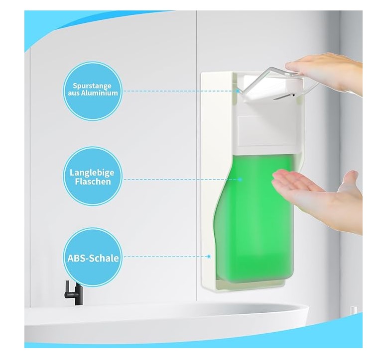 Dozator cu cot pentru dezinfectant lichid/gel sau săpun, montat pe perete capacitate 1L