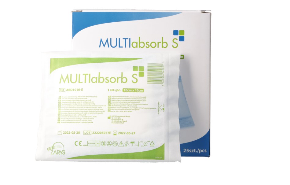 MULTIabsorb S 10cm x 10cm 1 buc Compresă cu absorbție ridicată; celuloză nețesută, sterilă